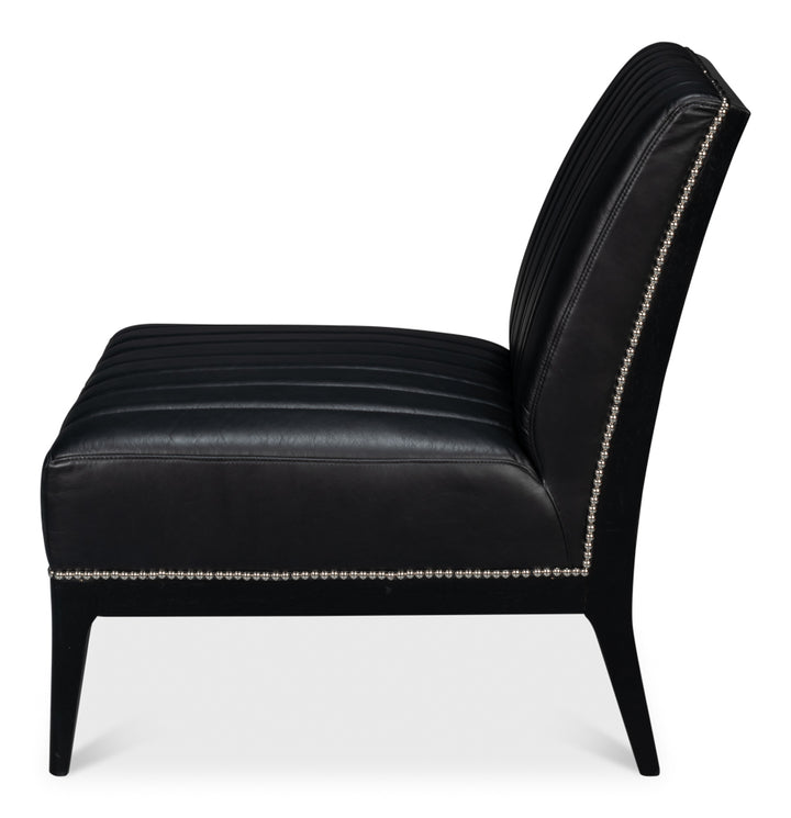 American Home Furniture | Sarreid - Agave Slipper Chair Distilled Lthr - Blk 