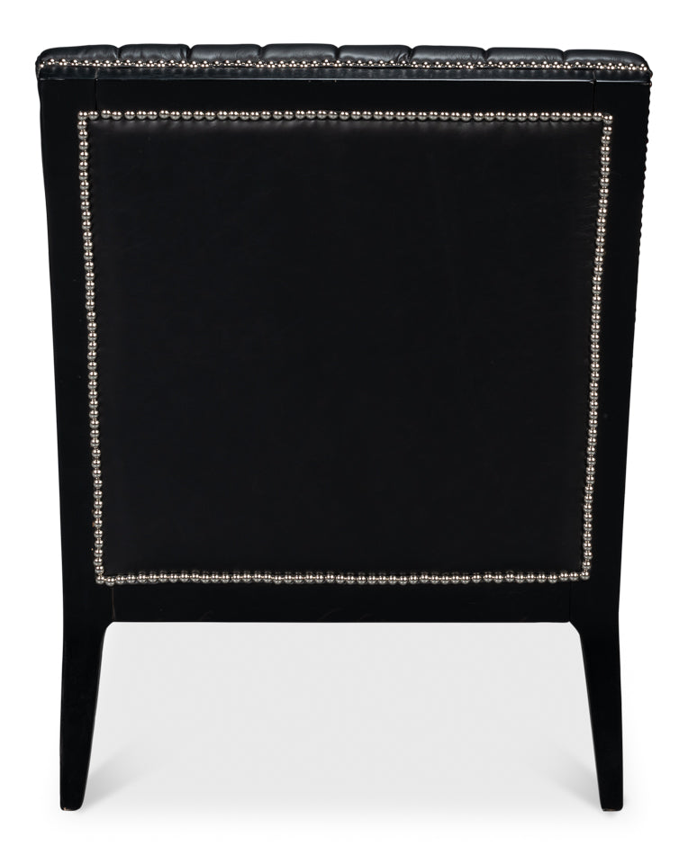 American Home Furniture | Sarreid - Agave Slipper Chair Distilled Lthr - Blk 