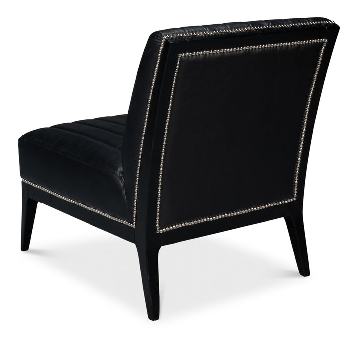 American Home Furniture | Sarreid - Agave Slipper Chair Distilled Lthr - Blk 