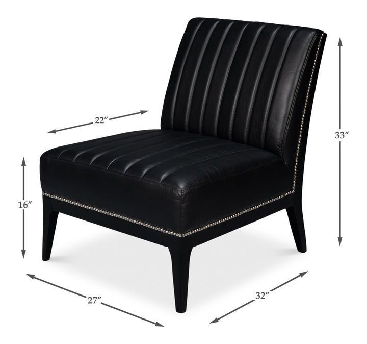 American Home Furniture | Sarreid - Agave Slipper Chair Distilled Lthr - Blk 