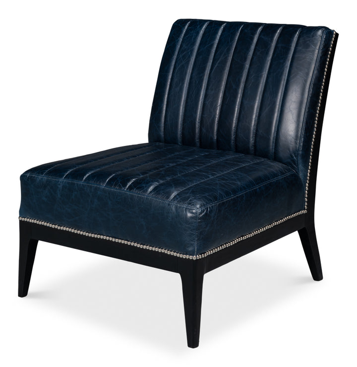 American Home Furniture | Sarreid - Agave Slipper Chair Distilled Lthr - Blue