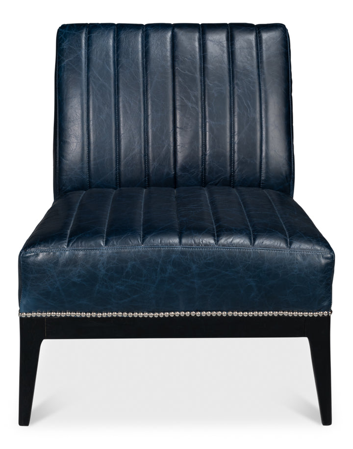 American Home Furniture | Sarreid - Agave Slipper Chair Distilled Lthr - Blue