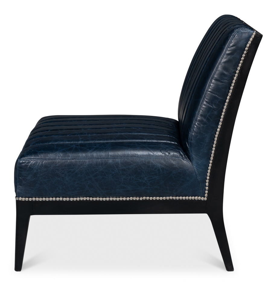 American Home Furniture | Sarreid - Agave Slipper Chair Distilled Lthr - Blue