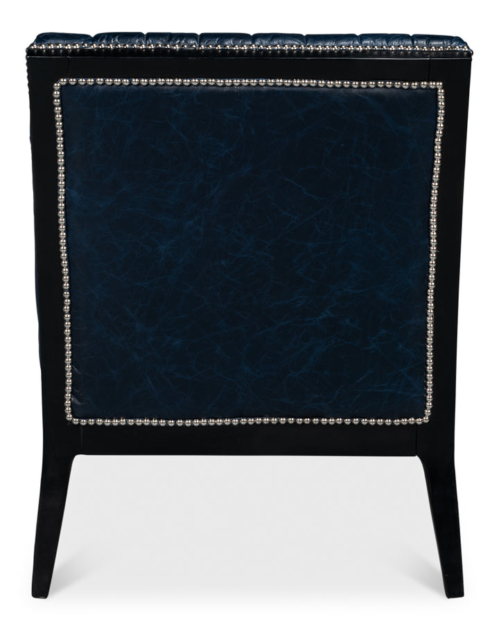 American Home Furniture | Sarreid - Agave Slipper Chair Distilled Lthr - Blue