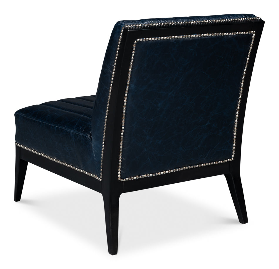 American Home Furniture | Sarreid - Agave Slipper Chair Distilled Lthr - Blue