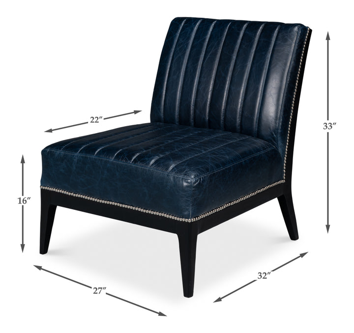 American Home Furniture | Sarreid - Agave Slipper Chair Distilled Lthr - Blue