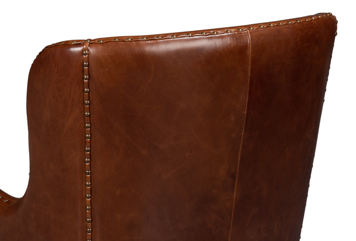 American Home Furniture | Sarreid - Whitney Distilled Leather Chair Brown
