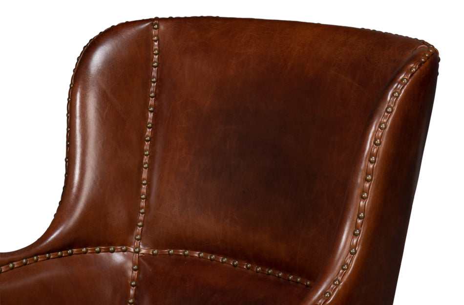American Home Furniture | Sarreid - Whitney Distilled Leather Chair Brown