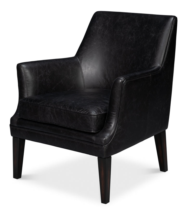 American Home Furniture | Sarreid - Royalton Distilled Leather Chair Blk