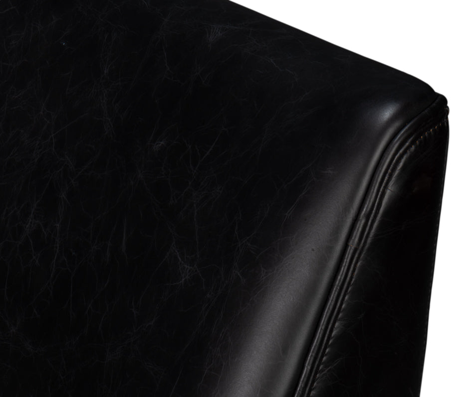 American Home Furniture | Sarreid - Royalton Distilled Leather Chair Blk