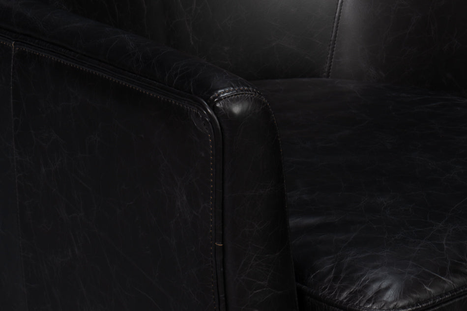 American Home Furniture | Sarreid - Royalton Distilled Leather Chair Blk