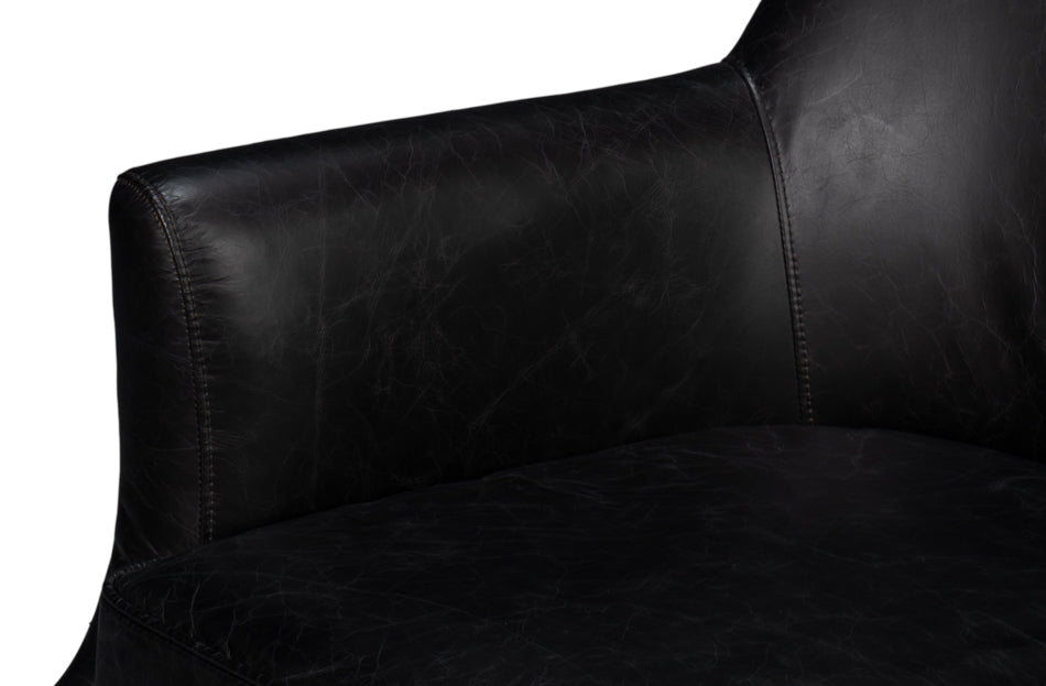 American Home Furniture | Sarreid - Royalton Distilled Leather Chair Blk