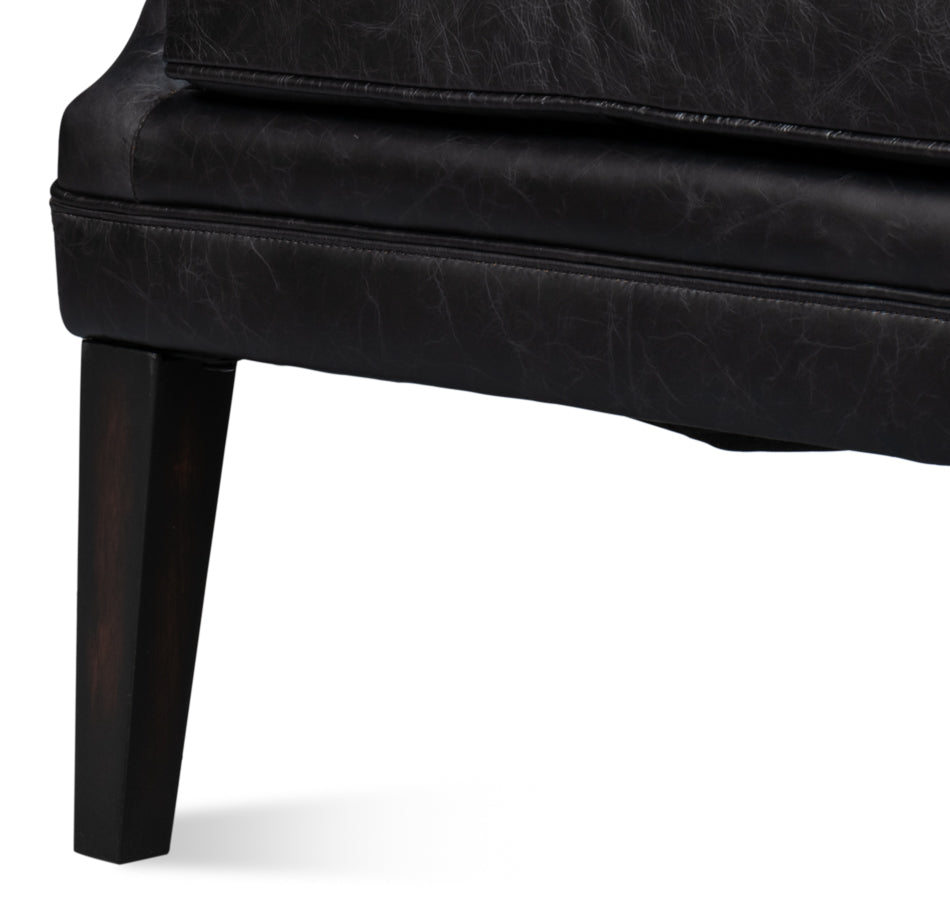 American Home Furniture | Sarreid - Royalton Distilled Leather Chair Blk