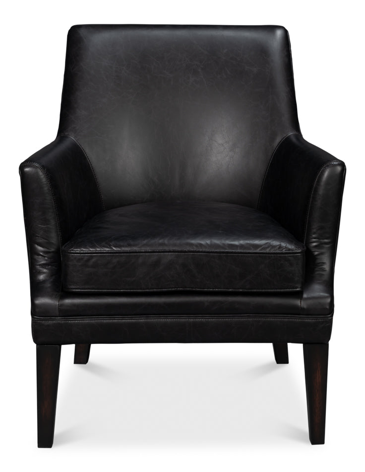 American Home Furniture | Sarreid - Royalton Distilled Leather Chair Blk