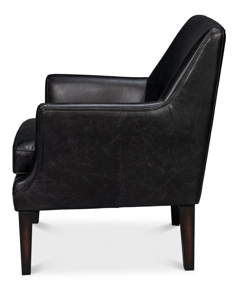 American Home Furniture | Sarreid - Royalton Distilled Leather Chair Blk