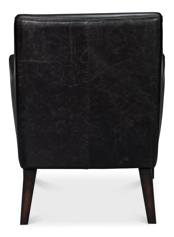 American Home Furniture | Sarreid - Royalton Distilled Leather Chair Blk