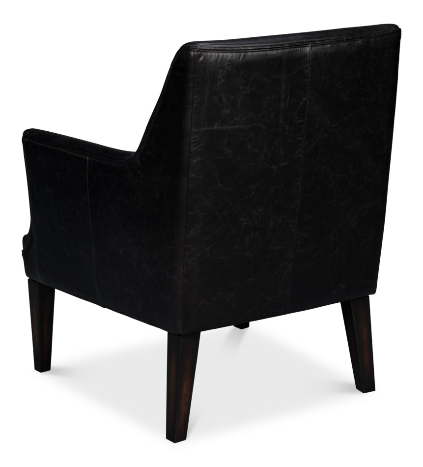 American Home Furniture | Sarreid - Royalton Distilled Leather Chair Blk