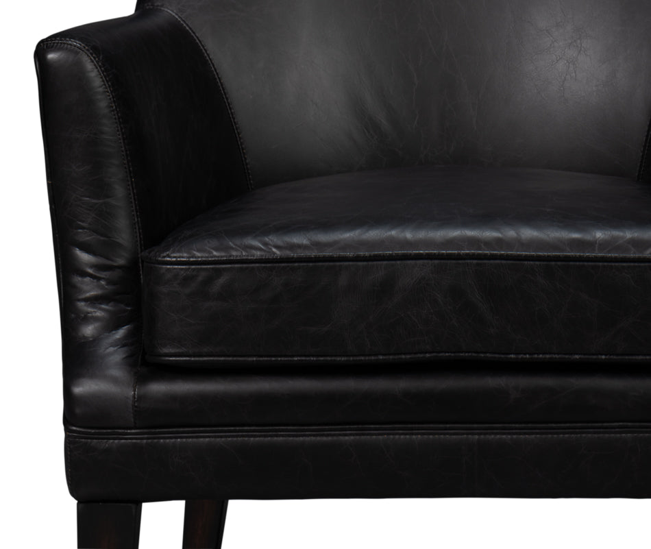 American Home Furniture | Sarreid - Royalton Distilled Leather Chair Blk