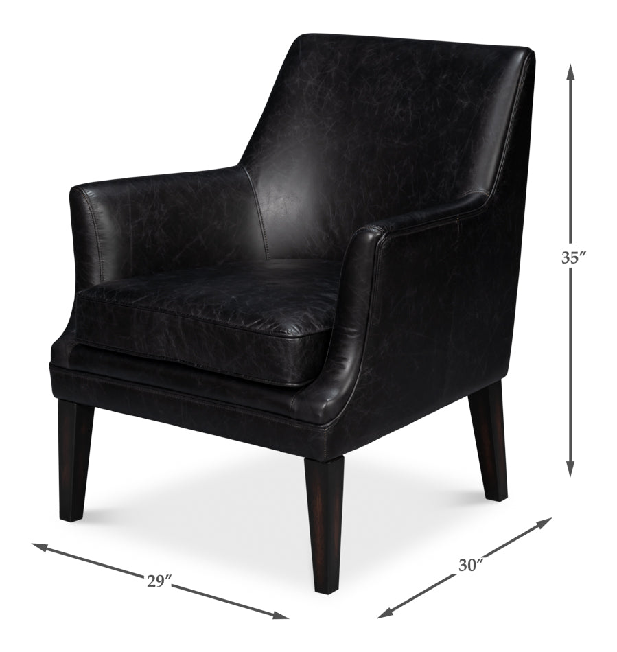 American Home Furniture | Sarreid - Royalton Distilled Leather Chair Blk