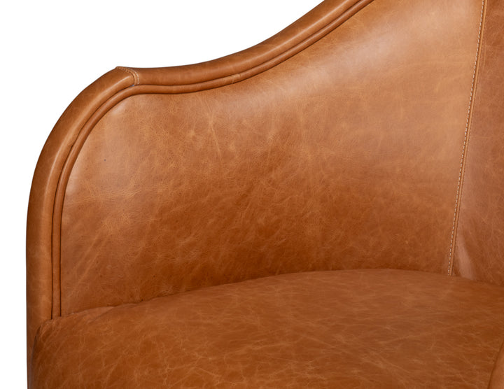 American Home Furniture | Sarreid - Braxton Leather Swivel Chair - Brown