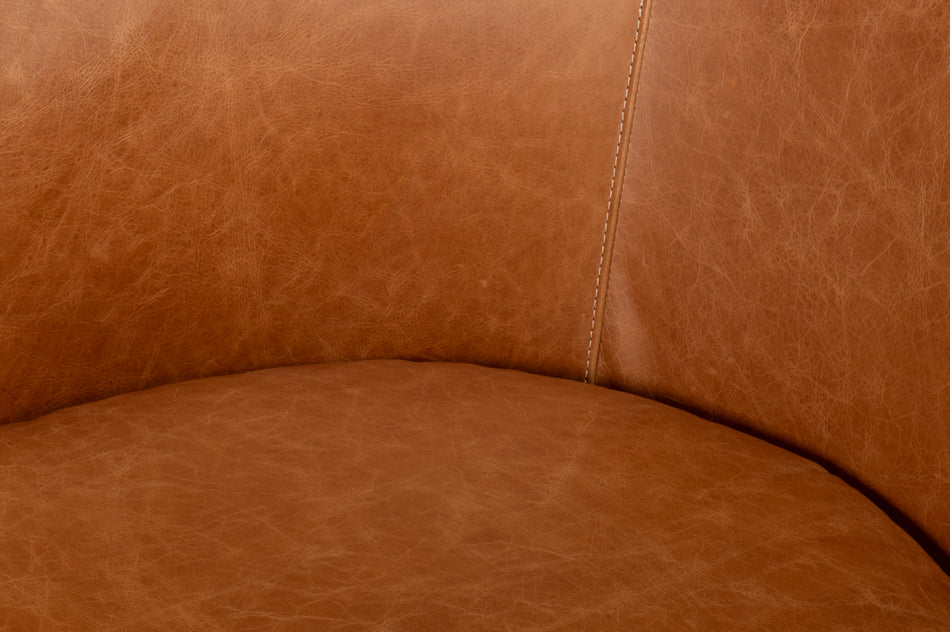 American Home Furniture | Sarreid - Braxton Leather Swivel Chair - Brown