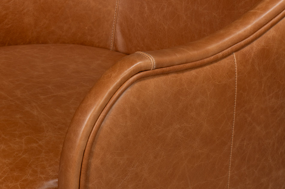 American Home Furniture | Sarreid - Braxton Leather Swivel Chair - Brown