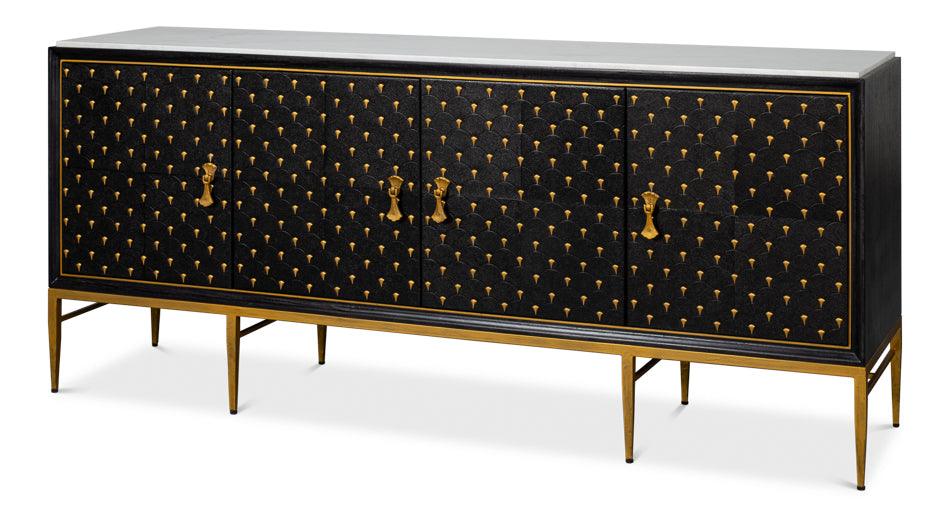Sarreid Palisade Shagreen Credenza - Black SIDEBOARDS + CREDENZAS