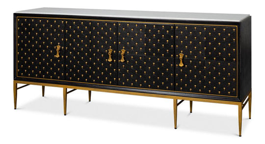 Sarreid Palisade Shagreen Credenza - Black SIDEBOARDS + CREDENZAS