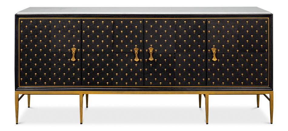 Sarreid Palisade Shagreen Credenza - Black SIDEBOARDS + CREDENZAS