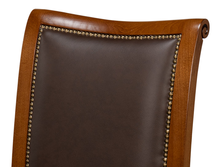 American Home Furniture | Sarreid - Camile Leather Side Chair - Brown - Set of 2