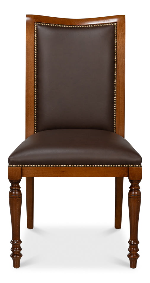 American Home Furniture | Sarreid - Camile Leather Side Chair - Brown - Set of 2