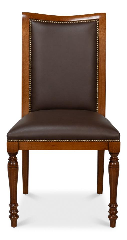 Sarreid Camile Leather Side Chair - Brown - Set of 2 DINING CHAIRS