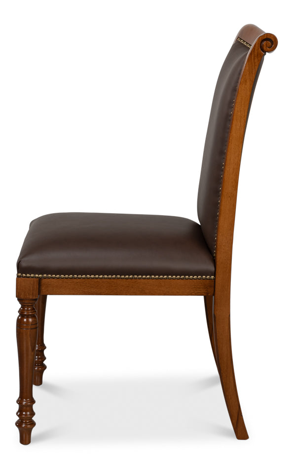 American Home Furniture | Sarreid - Camile Leather Side Chair - Brown - Set of 2