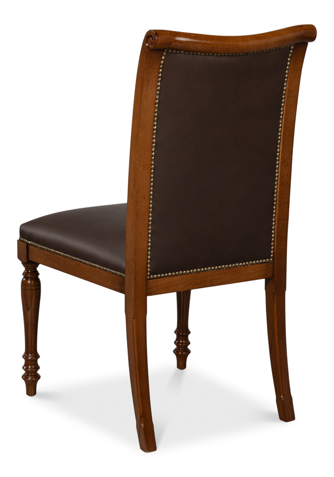 American Home Furniture | Sarreid - Camile Leather Side Chair - Brown - Set of 2