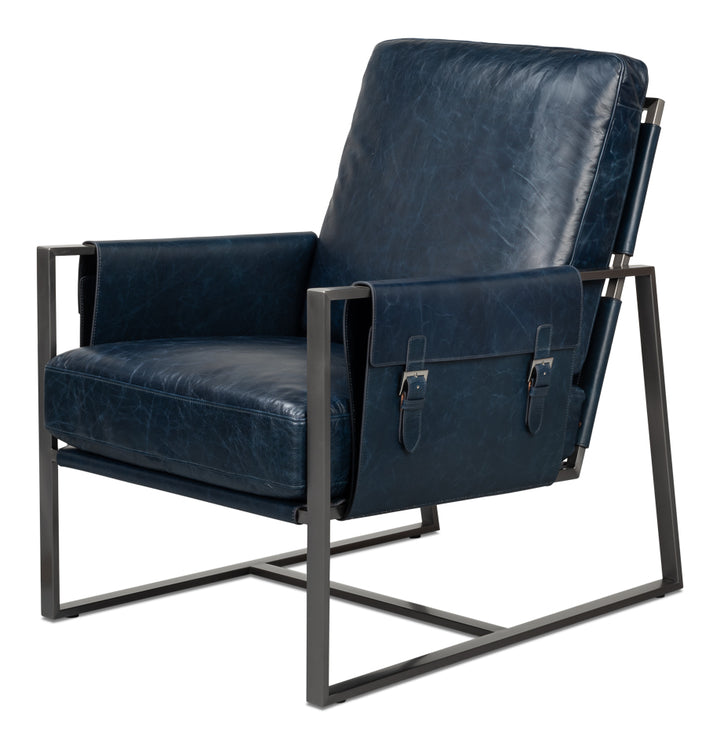 Edmonds Distilled Leather Chair,Blue