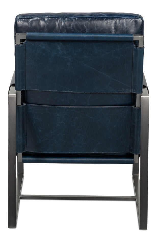 Edmonds Distilled Leather Chair,Blue