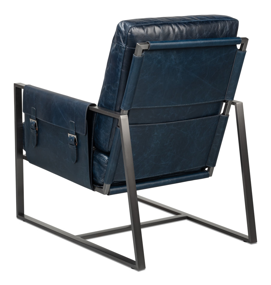 Edmonds Distilled Leather Chair,Blue