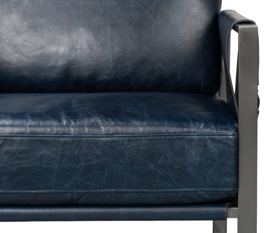 Edmonds Distilled Leather Chair,Blue