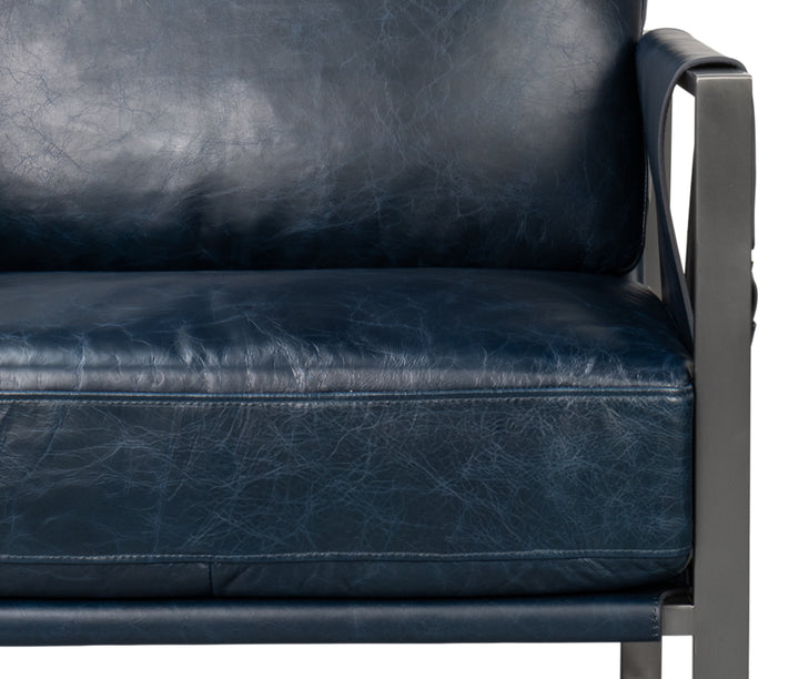 Edmonds Distilled Leather Chair,Blue