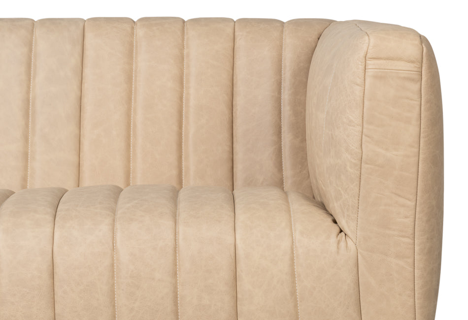 Denys Leather Sofa, Cappuccino White