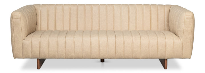 Denys Leather Sofa, Cappuccino White