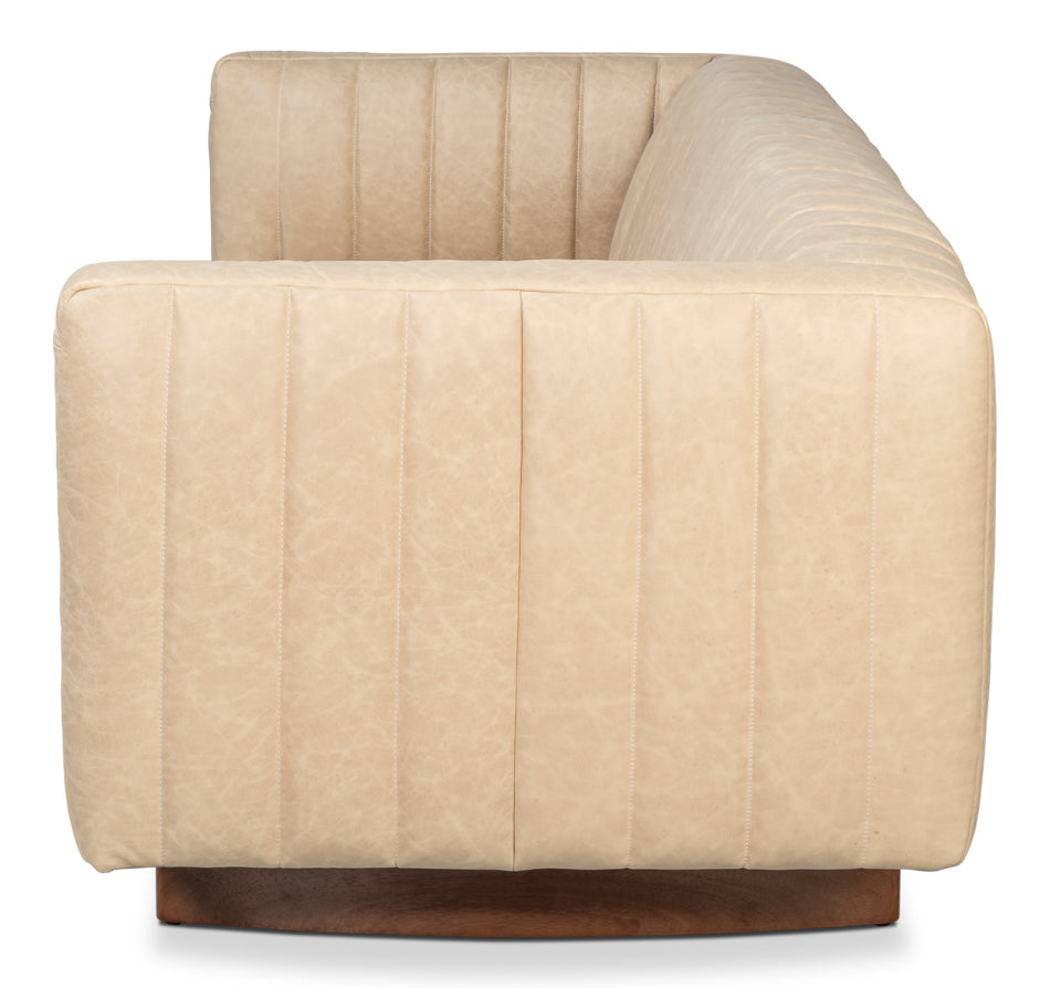 Denys Leather Sofa, Cappuccino White