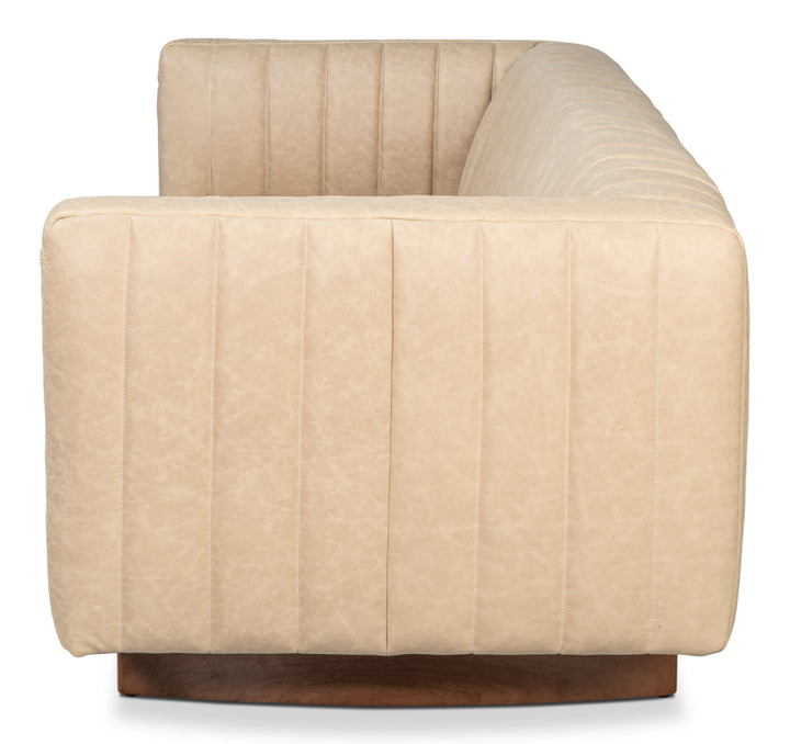 Denys Leather Sofa, Cappuccino White