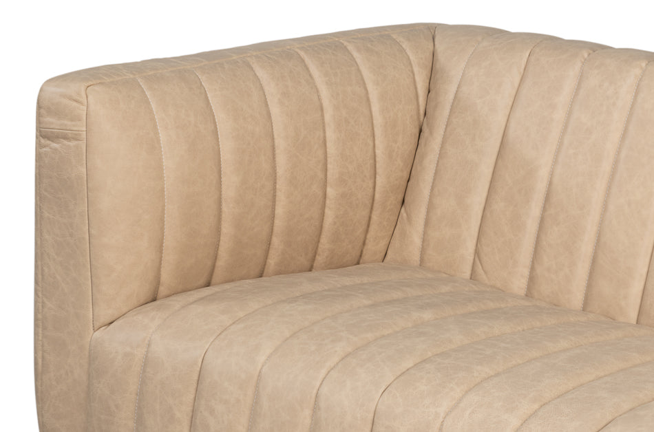 Denys Leather Sofa, Cappuccino White