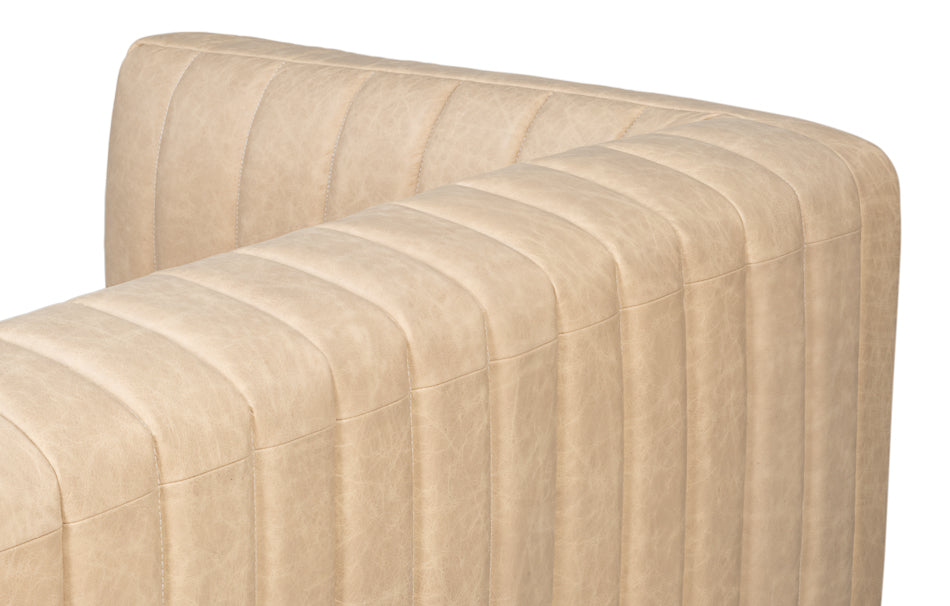 Denys Leather Sofa, Cappuccino White