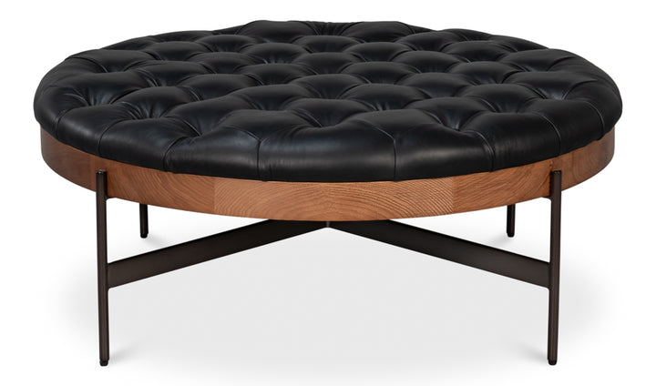 Corbet Cocktail Ottoman Onyx Black Lthr