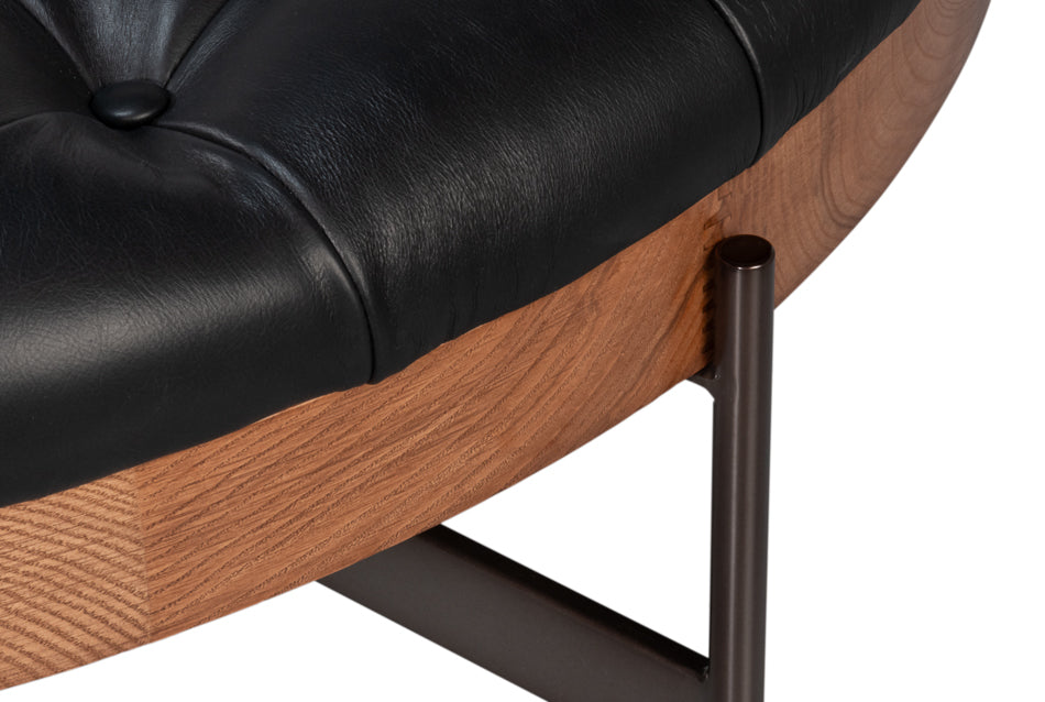Corbet Cocktail Ottoman Onyx Black Lthr