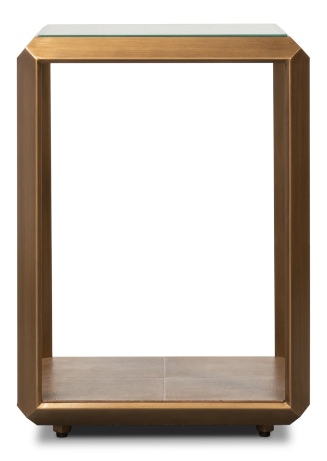Gilbert Shagreen Side Table, Tawny Brown