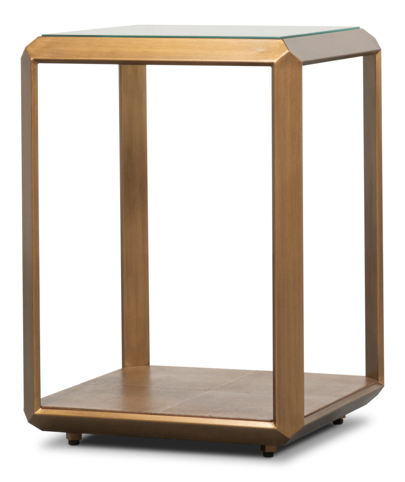 Gilbert Shagreen Side Table, Tawny Brown