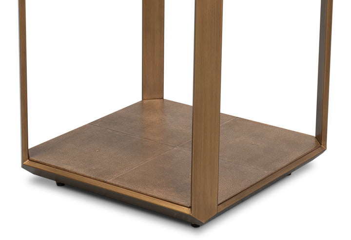 Gilbert Shagreen Side Table, Tawny Brown